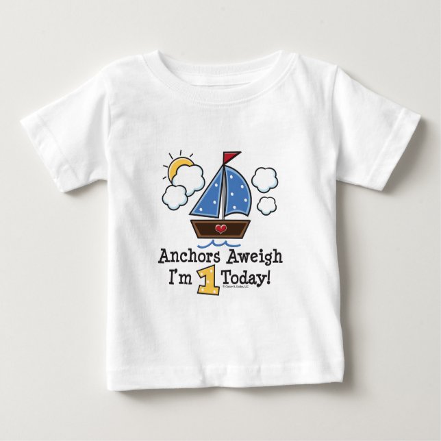 Pour Bébé T-shirt d'anniversaire de voilier Aweigh d'Ancres (Devant)