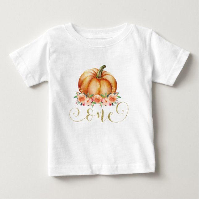 Pour Bébé T-shirt d'anniversaire du citrouille floral des (Devant)