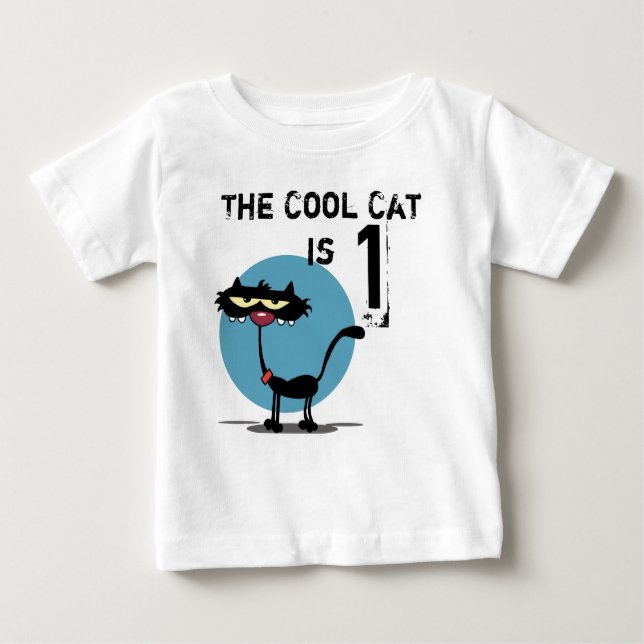 Pour Bébé T-shirt d'anniversaire personnalisable Chat cool (Devant)