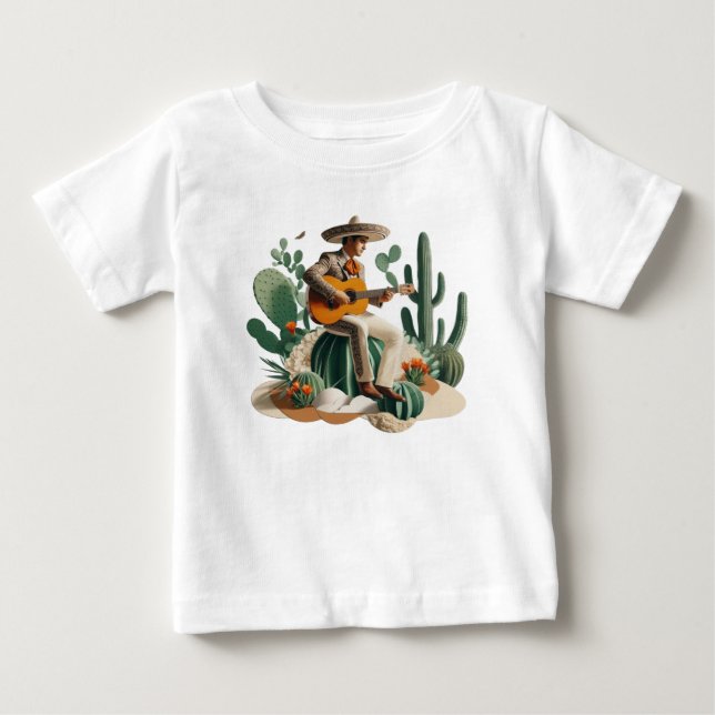 Pour Bébé T-shirt d'Art de la Silhouette, guitariste rétro (Devant)
