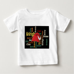 Pour Bébé T-shirt d'art de Noël Santa Hat Word
