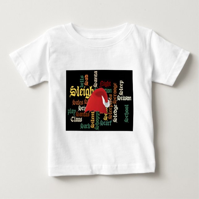 Pour Bébé T-shirt d'art de Noël Santa Hat Word (Devant)