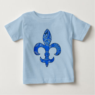 Pour Bébé T-shirt de Bandana de Fleur de lis Blue