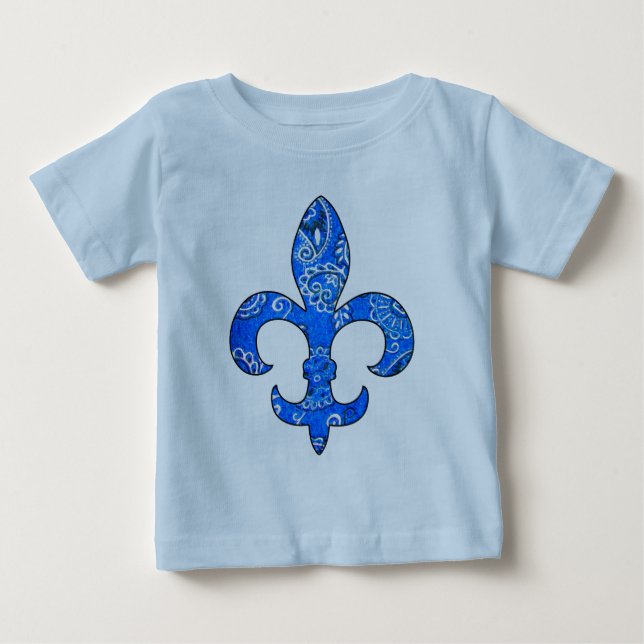 Pour Bébé T-shirt de Bandana de Fleur de lis Blue (Devant)