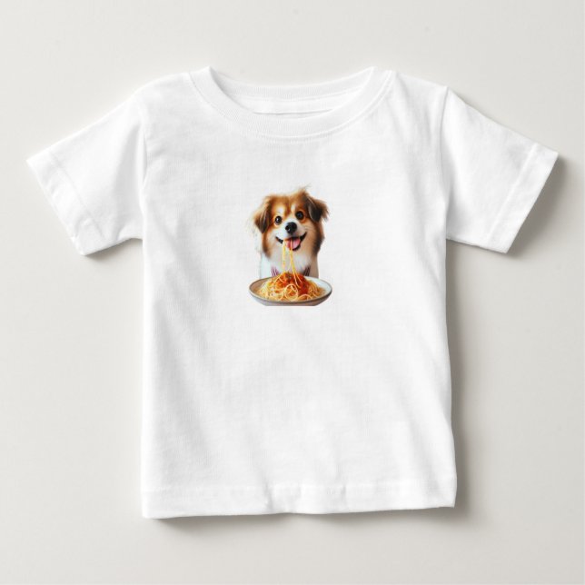 Pour Bébé t-shirt de chien amateur de spaghetti (Devant)
