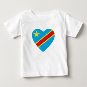 Pour Bébé T-shirt de coeur de drapeau de Congo-Kinshasa