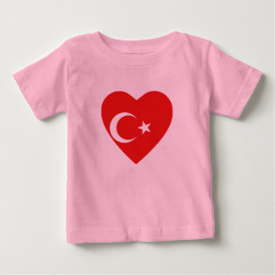 Pour Bébé T-shirt de coeur de drapeau de la Turquie