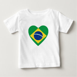 Pour Bébé T-shirt de coeur de drapeau du Brésil