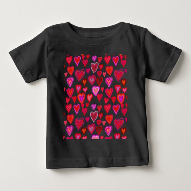 Pour Bébé T-Shirt de conception de coeur rouge (Devant)