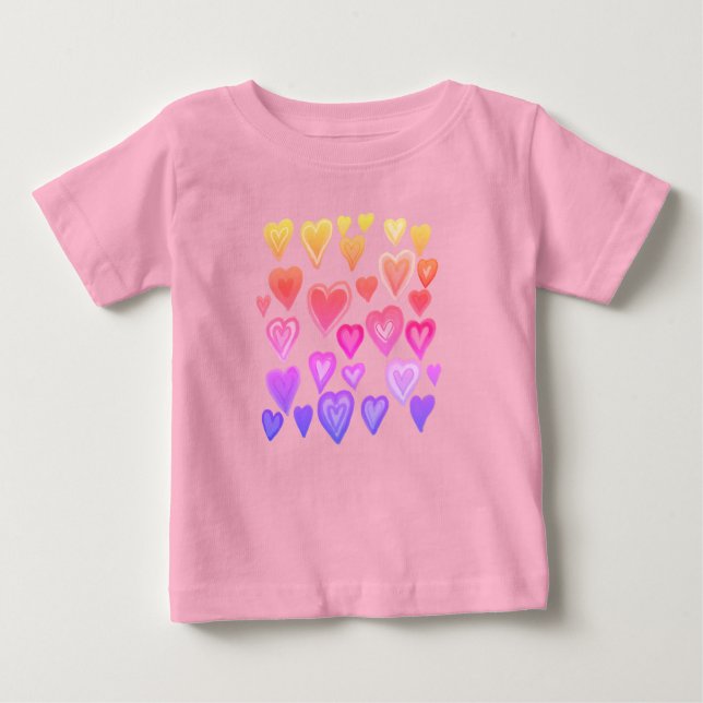 Pour Bébé T-Shirt de conception de coeur rouge (Devant)