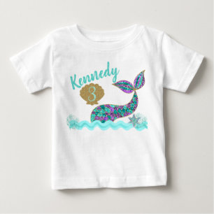 Pour Bébé T-shirt de fête d'anniversaire de sirène, coutum