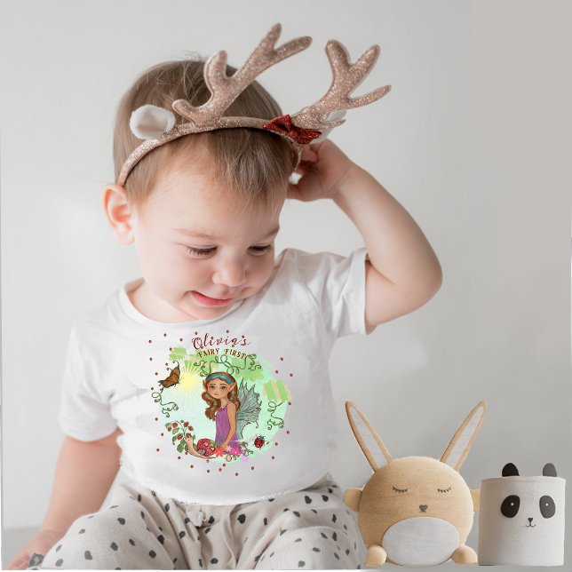 Pour Bébé T-shirt de fille d'anniversaire avec conte de fées (Personalized Fairy Tale Birthday Girl's T-Shirt)