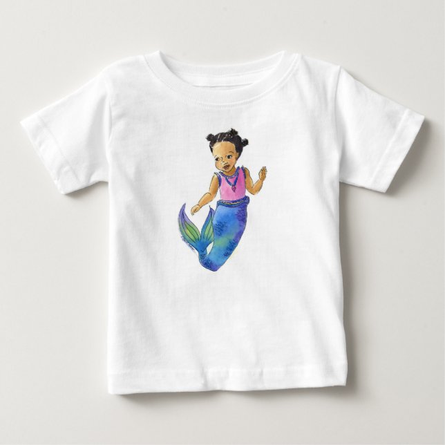 Pour Bébé T-shirt de la petite sirène noire (Devant)