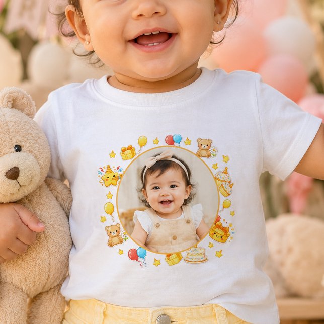 Pour Bébé T-Shirt de naissance à thème jaune avec photo pers (Créateur téléchargé)