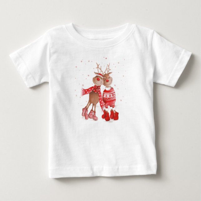 Pour Bébé T-shirt de Noël Renne Mignon – 3D Confortable (Devant)