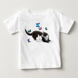 Pour Bébé T-shirt de nourrisson de chat de papillon