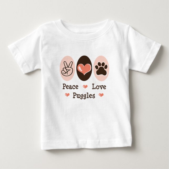 Pour Bébé T-shirt de nourrisson de Puggles d'amour de paix (Devant)