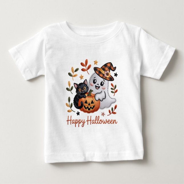 Pour Bébé T-shirt d'Halloween mignon - Broderie Whimsical (Devant)