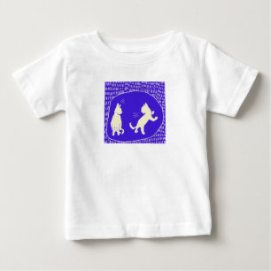 Pour Bébé T-Shirt doux avec deux chats qui parlent en bleu r