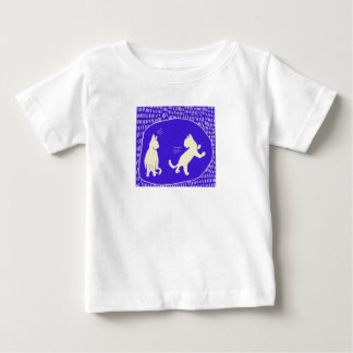 Pour Bébé T-Shirt doux avec deux chats qui parlent en bleu r