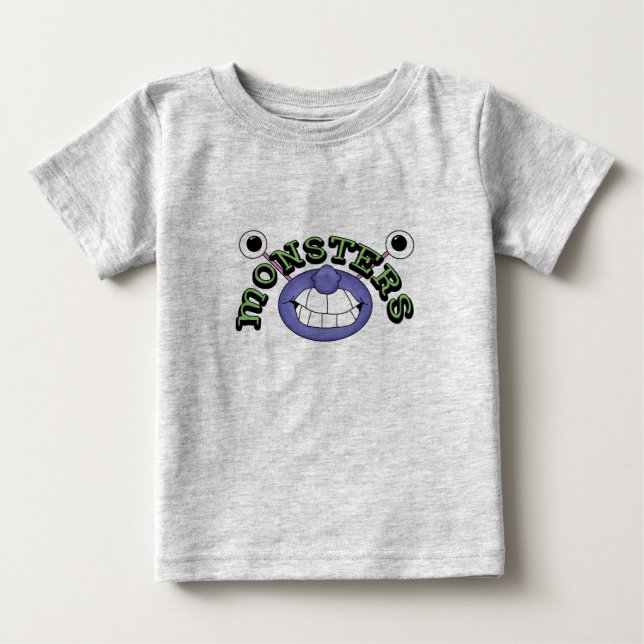 Pour Bébé T-shirt drôle de 2 de yeux de thème de monstre (Devant)