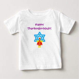 Pour Bébé T-shirt drôle de dindes de Thanksgivukkah de