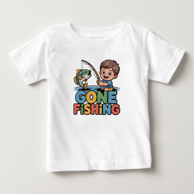Pour Bébé T-shirt drôle de garçonnet parti à la pêche (Devant)