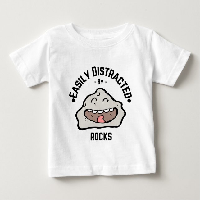 Pour Bébé T-shirt drôle - Facilement distrait par les rocher (Devant)