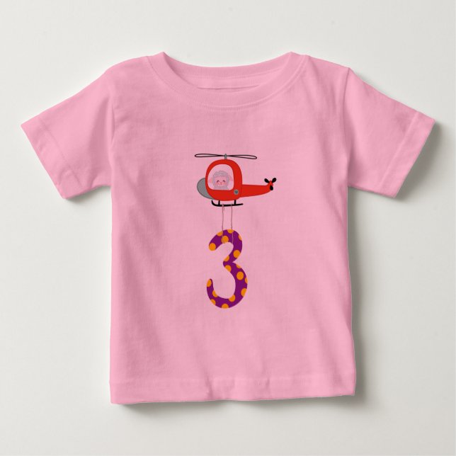 Pour Bébé T-shirt du 3e jour, hélicoptère, Sheep Fire Fighte (Devant)