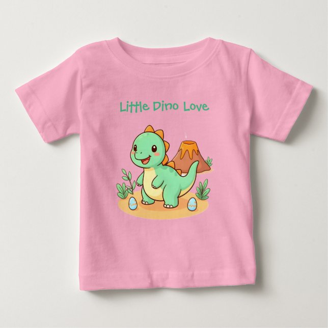 Pour Bébé T-shirt en coton - Drôle de dinosaure (Devant)