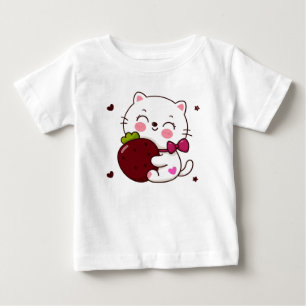 Pour Bébé T-shirt en jersey fin Baby Love chat fraise