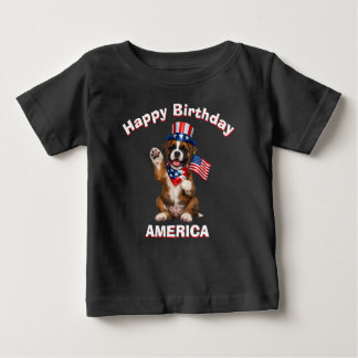 Pour Bébé T-Shirt Enfant Boxer chiot (2e) Patriotique