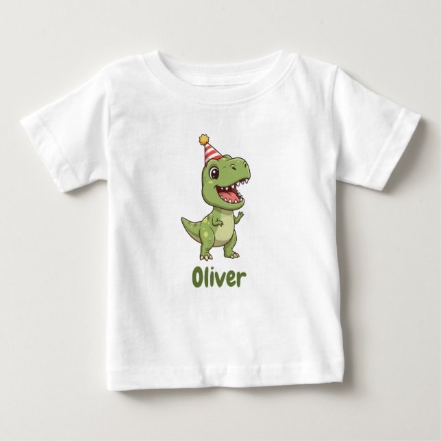 Pour Bébé T-shirt enfant dinosaure personnalisé avec nom (Devant)