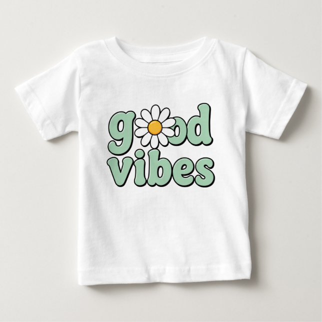 Pour Bébé T-Shirt Enfant Fleur de Daisy Vibes Rétro (Devant)