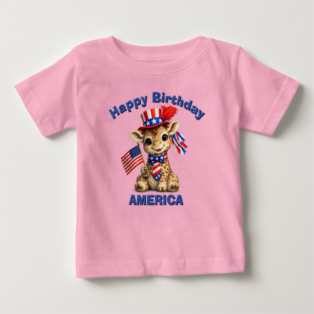 Pour Bébé T-Shirt Enfant Girafe (5h) Patriotique (Devant)