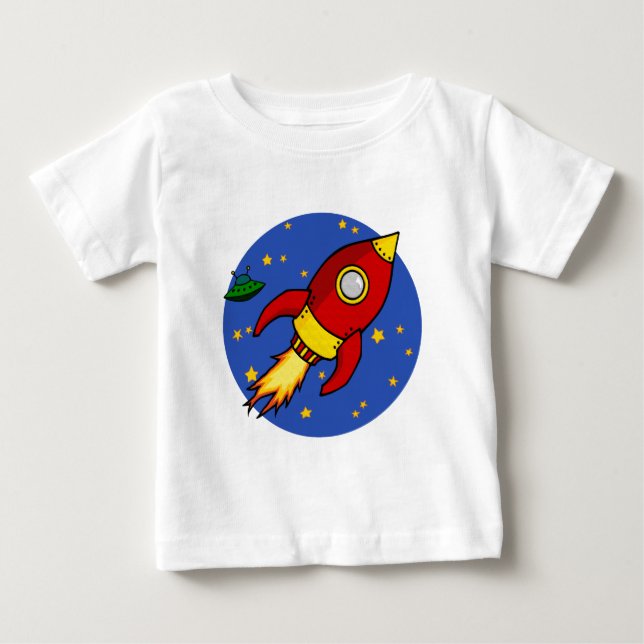 Pour Bébé T-shirt enfant jaune rouge fusée (Devant)
