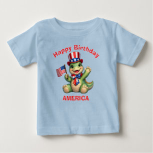 Pour Bébé T-Shirt Enfant Patriote Dinosaure (6b)