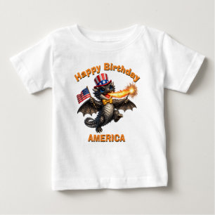 Pour Bébé T-Shirt Enfant Patriote Dragon Noir (6d)