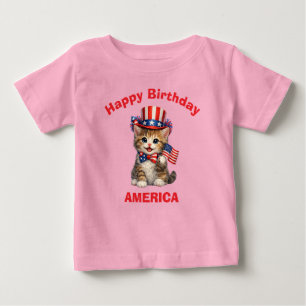 Pour Bébé T-Shirt Enfant Patriotique avec Chatons (1b)