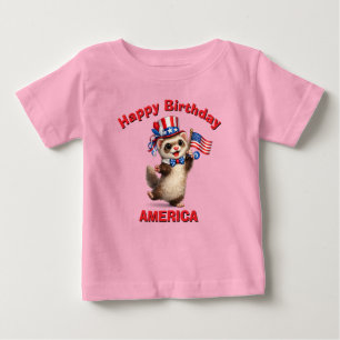 Pour Bébé T-Shirt Enfant Patriotique avec Furet (5x)