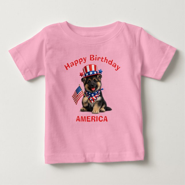 Pour Bébé T-Shirt Enfant Patriotique Berger Allemand (2m) (Devant)