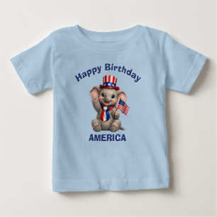 Pour Bébé T-Shirt Enfant Patriotique Éléphant (5d)