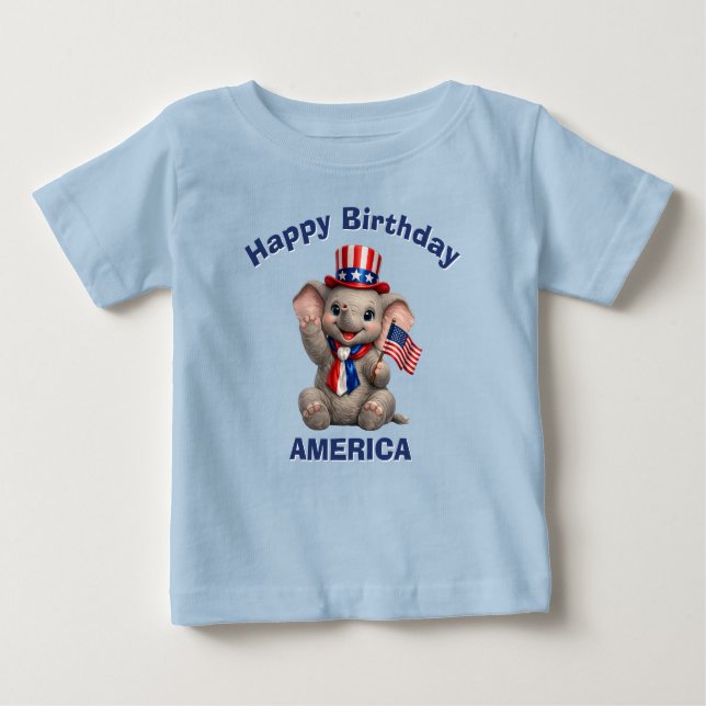 Pour Bébé T-Shirt Enfant Patriotique Éléphant (5d) (Devant)