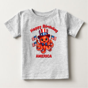 Pour Bébé T-Shirt Enfant Patriotique Pieuvre (7b)