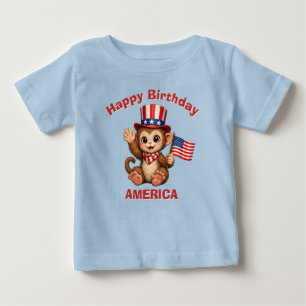 Pour Bébé T-Shirt Enfant Patriotique Singe (5g)