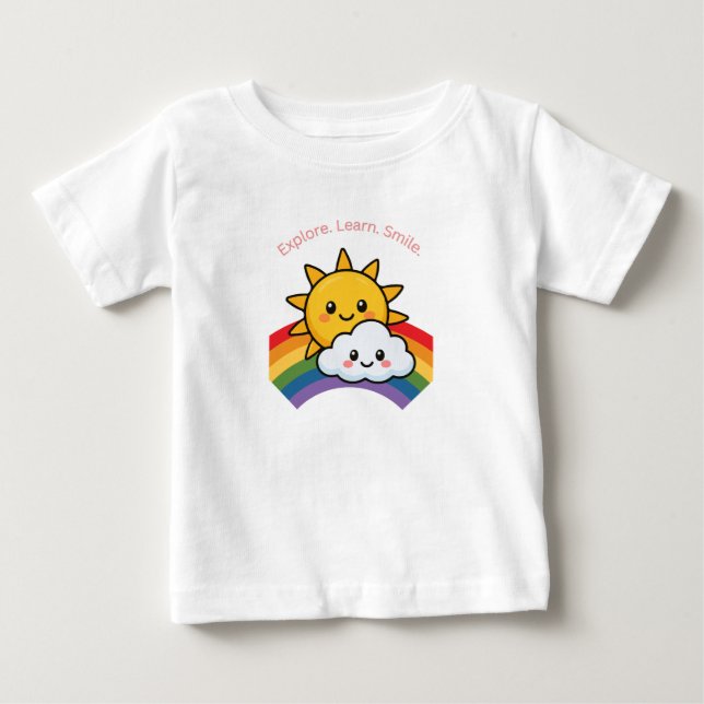 Pour Bébé t-shirt Enfants Explorez. Apprenez. Souriez (Devant)