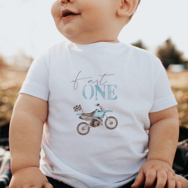 Pour Bébé T-shirt Fast One Blue Dirt Bike Anniversaire (Créateur téléchargé)