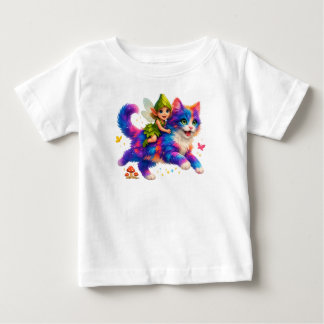 Pour Bébé T-shirt Fée à Cheval sur un Chat Coloré – T-shirt