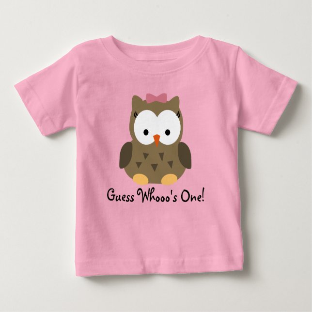 Pour Bébé T-shirt fille chouette de premier anniversaire (Devant)