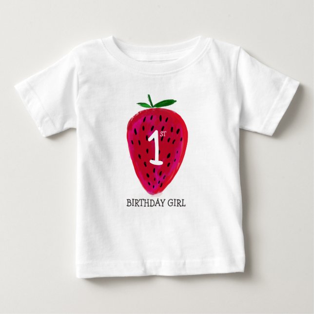 Pour Bébé T-shirt Fille Fraise Premier Anniversaire (Devant)